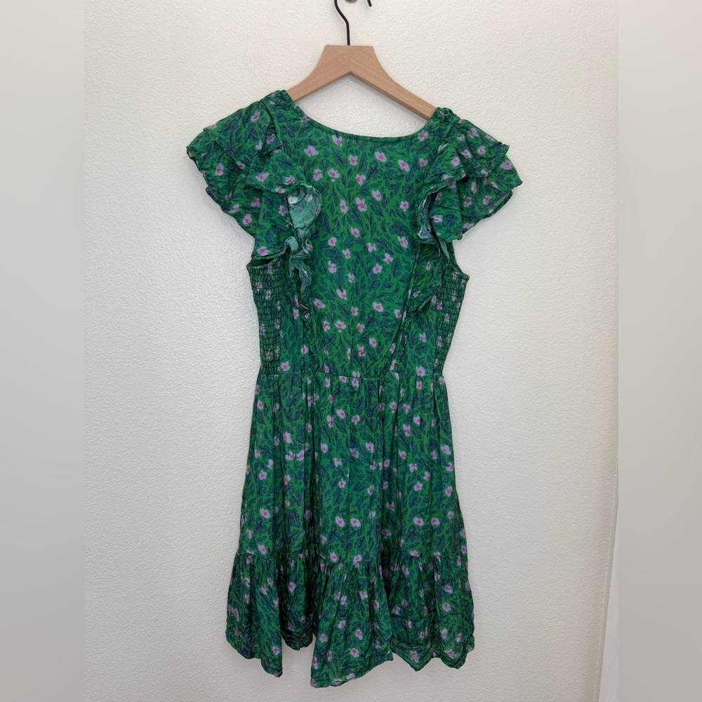 Roller Rabbit Ondika Cerro V Neck Short Ruffled Sleeve Tiered Mini Dress Small - Picture 7 of 12